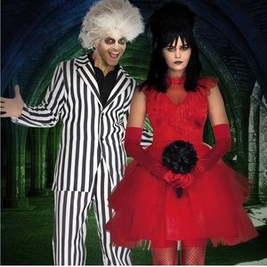 Beetle Juice Bride Lydia Halloween Costume with Wig